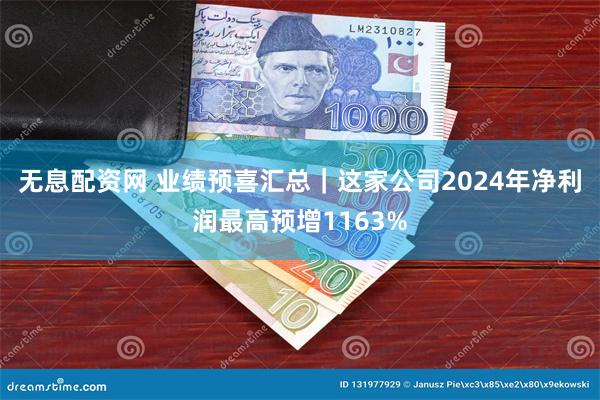 无息配资网 业绩预喜汇总｜这家公司2024年净利润最高预增1163%