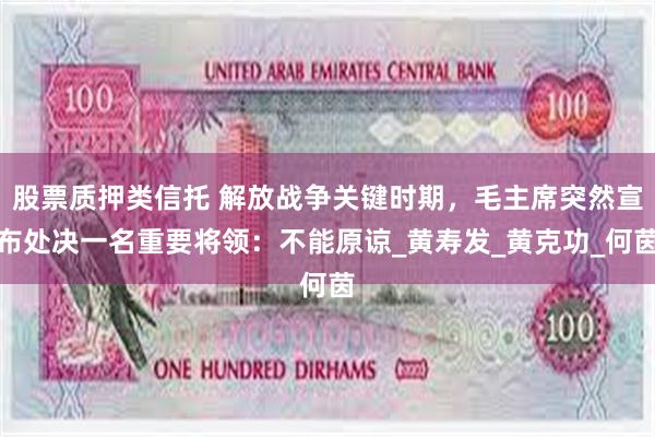 股票质押类信托 解放战争关键时期，毛主席突然宣布处决一名重要将领：不能原谅_黄寿发_黄克功_何茵