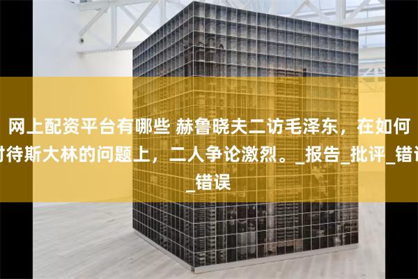 网上配资平台有哪些 赫鲁晓夫二访毛泽东，在如何对待斯大林的问题上，二人争论激烈。_报告_批评_错误