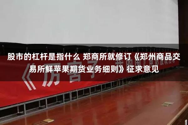 股市的杠杆是指什么 郑商所就修订《郑州商品交易所鲜苹果期货业务细则》征求意见
